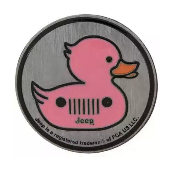 Open Road - Metal Car Badge - Jeep Pink Duck Adventure Brand 4x4 Duck Collectors - Picture 1 of 1